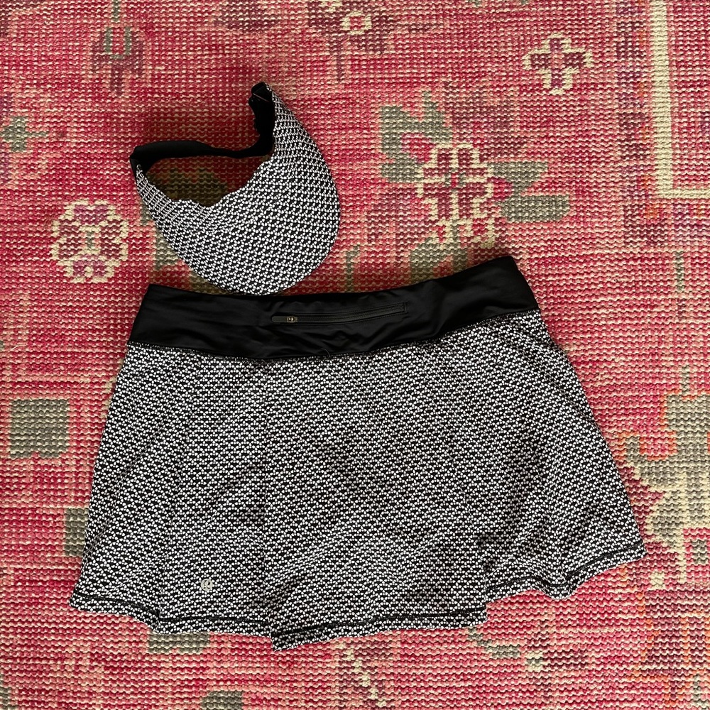 Matching Lululemon tennis skirt and visor
